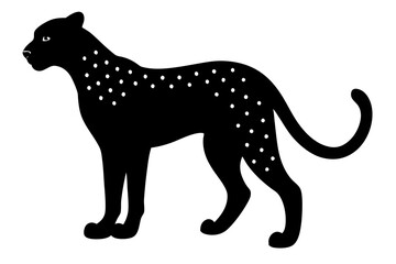 cheetah black silhouette vector with white background. Wild animal vector