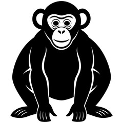 chimpanzee black silhouette vector with white background. Wild animal vector