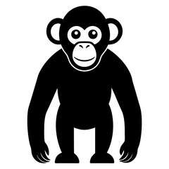 chimpanzee black silhouette vector with white background. Wild animal vector