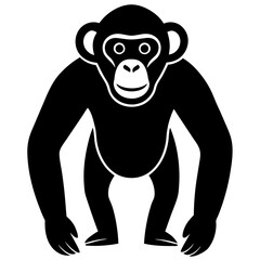 chimpanzee black silhouette vector with white background. Wild animal vector
