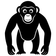 chimpanzee black silhouette vector with white background. Wild animal vector