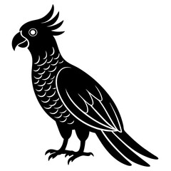 cockatoo bird black silhouette vector with white background. Wild animal vector