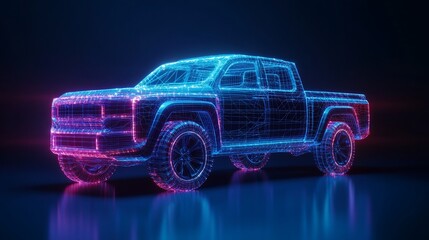 Futuristic pickup truck digital rendering.