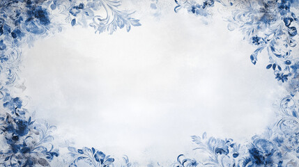Watercolor background with blue floral design
