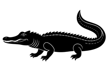 crocodile black silhouette vector with white background. Wild animal vector