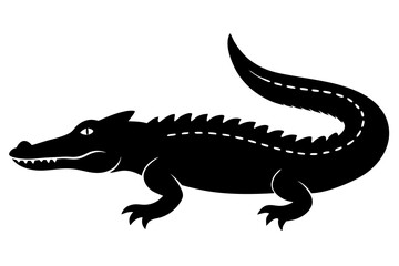 crocodile black silhouette vector with white background. Wild animal vector
