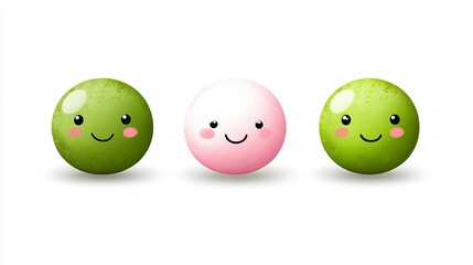 A cheerful cartoon mochi character presented as a happy vector illustration isolated on a white background