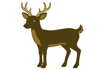 Deer silhouette vector with white background. Wild animal vector