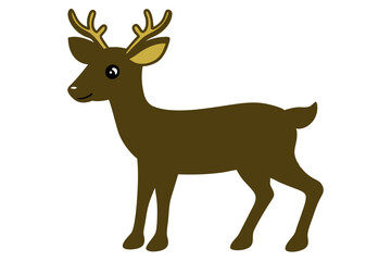 Deer silhouette vector with white background. Wild animal vector