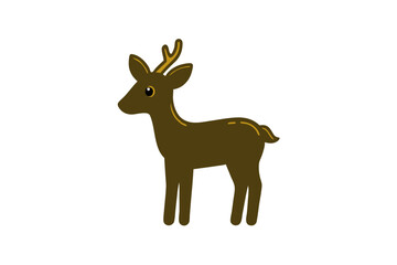 Deer silhouette vector with white background. Wild animal vector