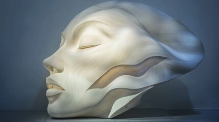 Naklejka premium Serene sculpted female head, abstract style, white marble.