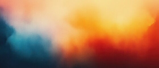 Vibrant Abstract Composition Warm Orange Red Cool Blue Soft Focus Dreamy Impressionist Background