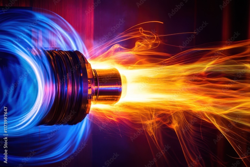 Aufkleber dynamic jet flames creating colorful patterns in an experimental setup