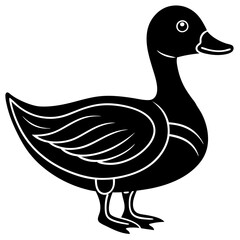 duck black silhouette vector with white background. Wild animal vector