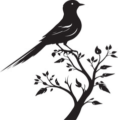 Single Bird silhouette vector style with white background, Art & Illustration