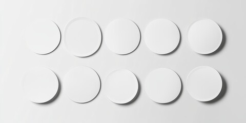White sticker mockups in various shapes including wrinkled paper circles Blank labels for tags patches or previews with ample copy space