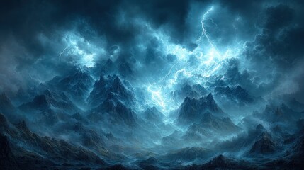 Dramatic Thunderstorm with Lightning Strikes and Colorful Storm Clouds