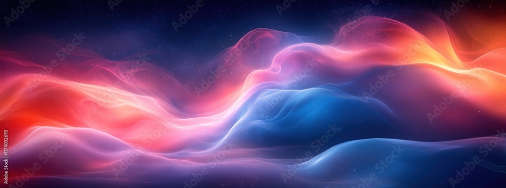 Poster abstract background blend of blue pink light with gradient wave shape and noise texture