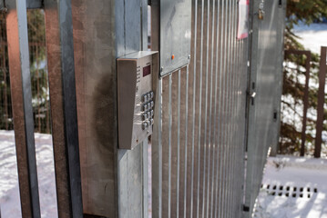 Intercom on Gate of Courtyard, Closed Apartment Building