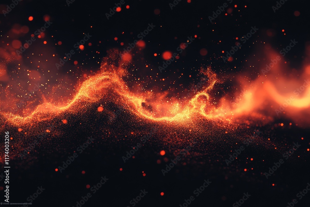 Aufkleber fiery lava flow illuminated against a dark background creates a dramatic and dynamic visual effect