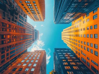 Modern Urban Condo in Vibrant Tokyo Landscape with Bright Sunlight and Blue Skies