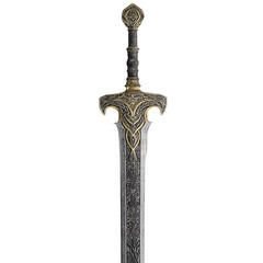 unique gothic midevil sword with lots of details white background