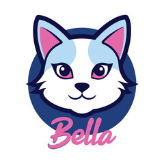 Bella cat head mascot logo