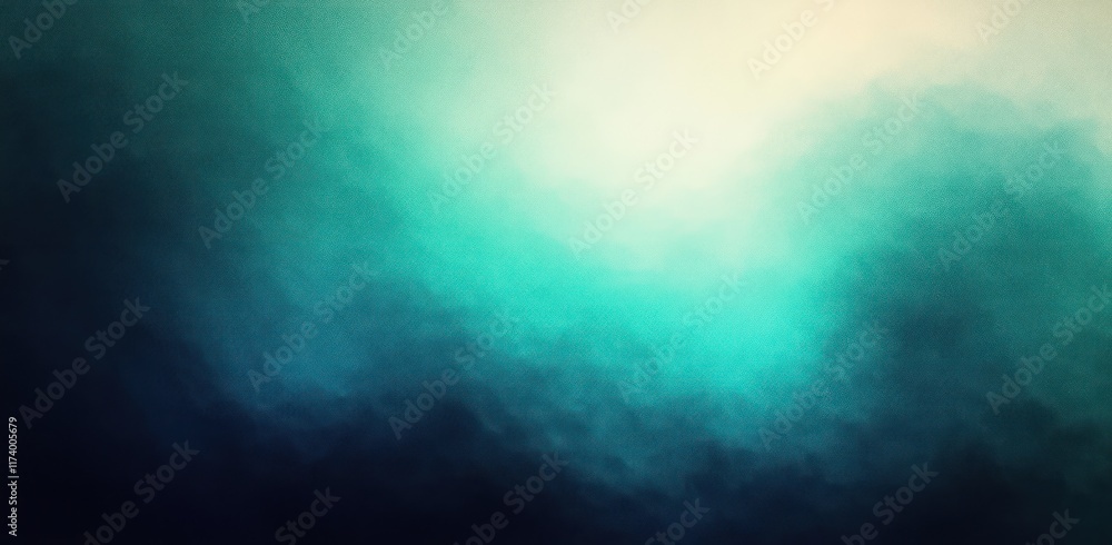 Poster color gradient background in teal blue turquoise soft texture with glowing noise for design and post