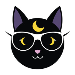 Funny cat head vector art illustration