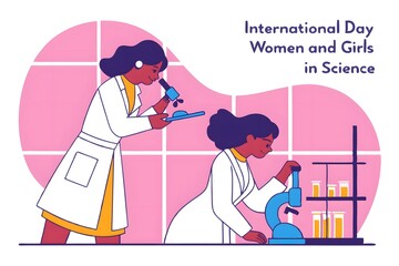 Two female scientists working in a lab on International Day of Women and Girls in Science.