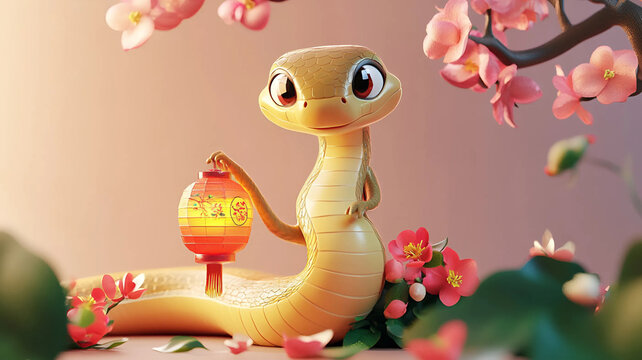 A&ntilde;o nuevo chino, a&ntilde;o de la serpiente en China. Serpiente sobre elementos tradicionales.