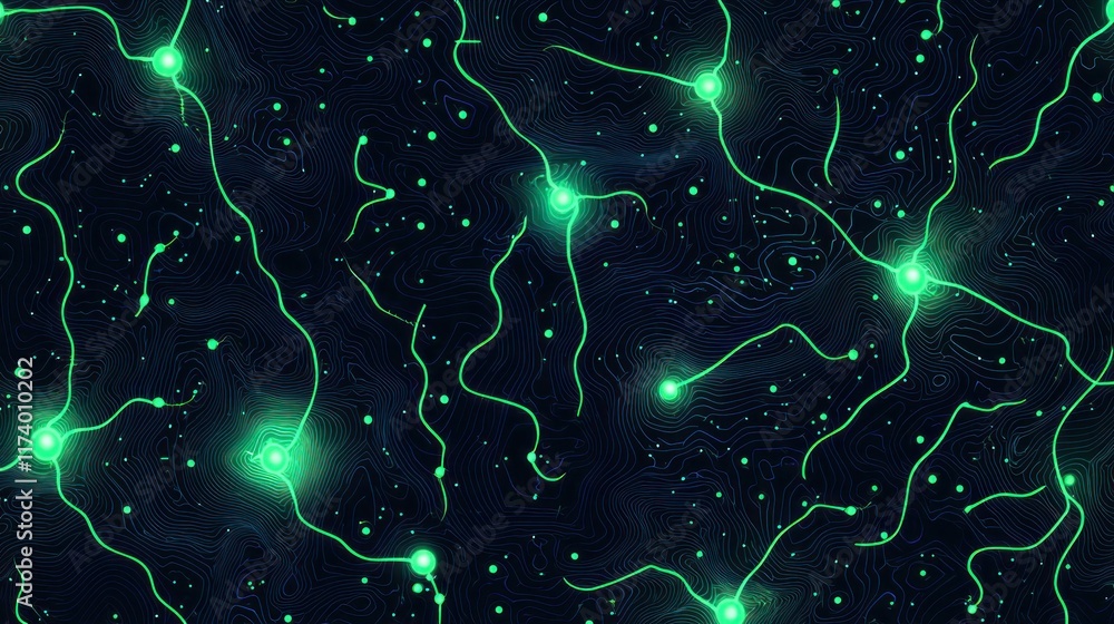 Aufkleber digital circuit board abstract illustration with glowing green lines on tech surface