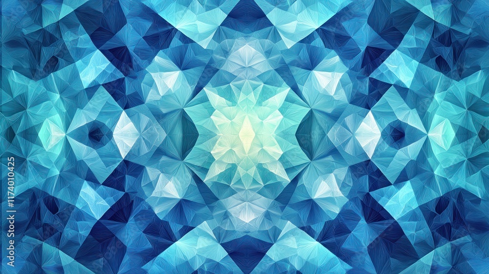 Aufkleber mesmerizing symmetrical hexagonal patterns in light blue and teal | abstract geometric 2d flat illus