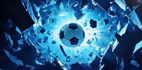 A background of football or soccer with a big blue ball