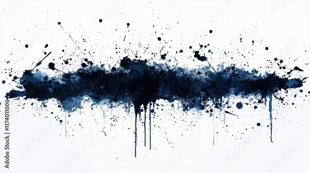 Aufkleber moody abstract art background with layered ink splashes in deep blues and blacks