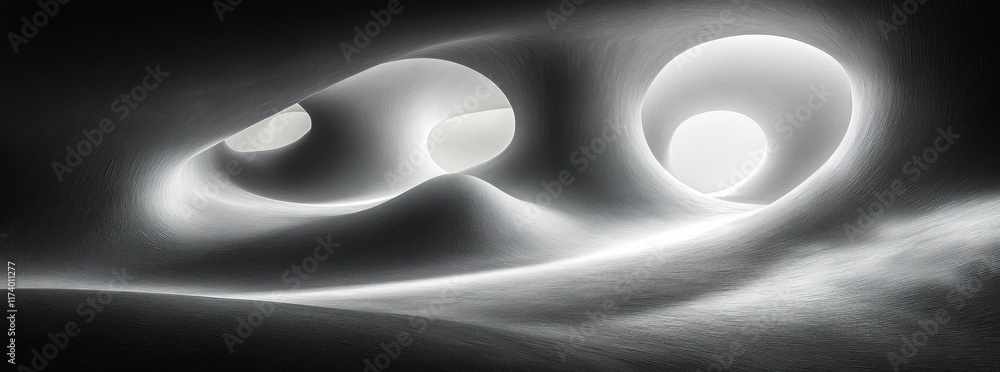 Aufkleber gray white abstract noise texture background with curved forms and soft monochrome tones for banner 