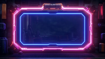Obraz premium Futuristic Neon Frame Sci Fi Portal Gateway