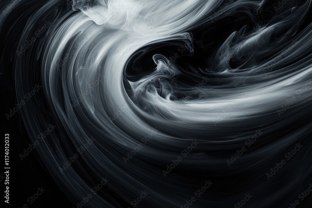 Poster abstract swirling patterns in black and white create a mystical atmosphere and evoke a sense of move