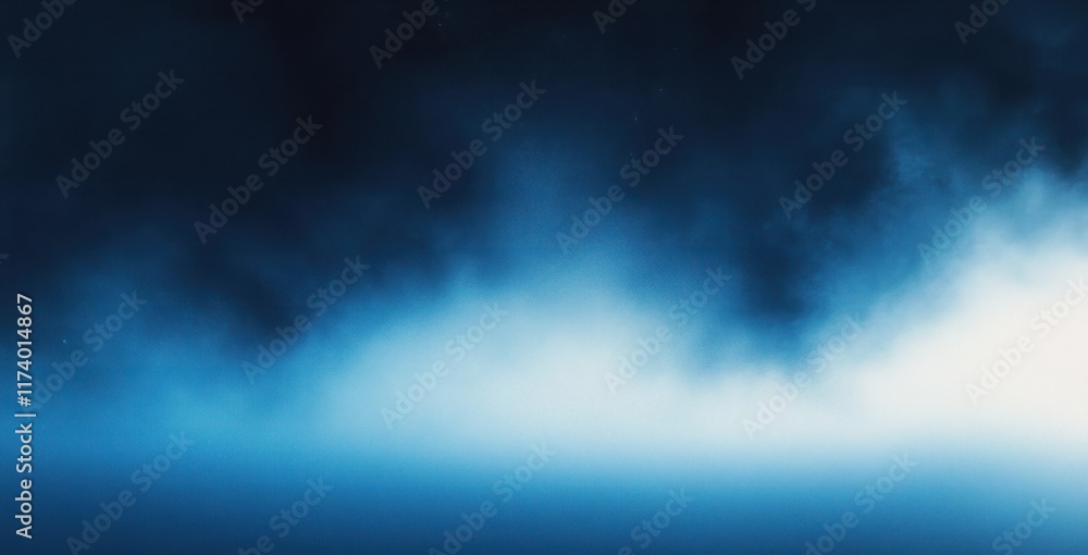 Poster abstract gradient background from midnight blue to light azure with soft glowing light and grainy te