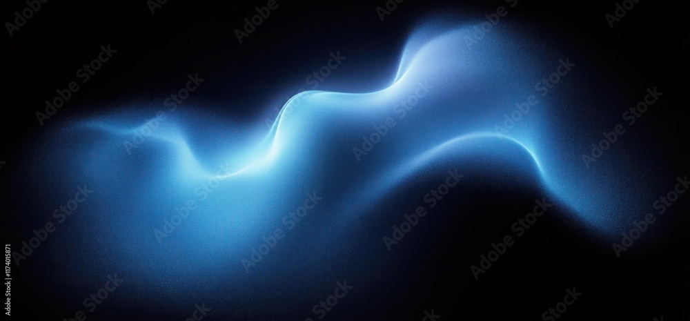 Aufkleber glowing blue abstract minimalist shape with dark grainy background and soft light textures for dynam