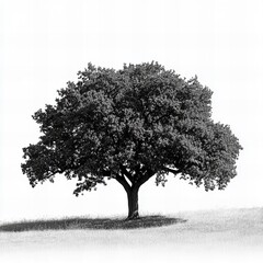 A striking silhouette of a tree isolated on a white background, highlighting its branches and shape. Ideal for nature, minimalistic, and artistic designs.