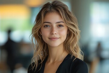 Professional Indian Woman Manager Portrait in Modern Office Smiling Confidently