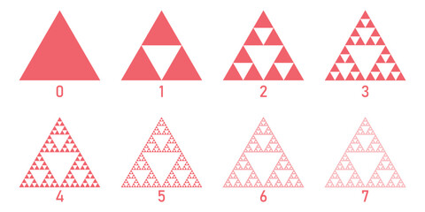 Sierpinski triangle evolution in mathematics.