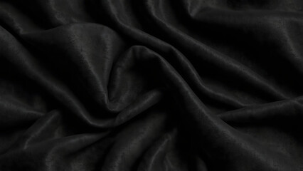 Fototapeta premium Smooth black fabric with soft dramatic folds