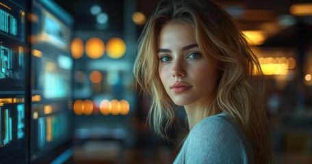 Senior Data Scientist Presenting Risk Management Reports on Digital Screen in Modern Office with Diverse Team