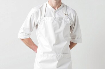 White apron on chef in white background