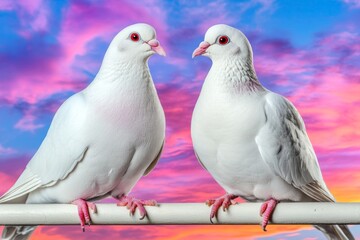 Obraz premium A pastel background features a heart-shaped bird silhouette, perfect for Valentine's Day