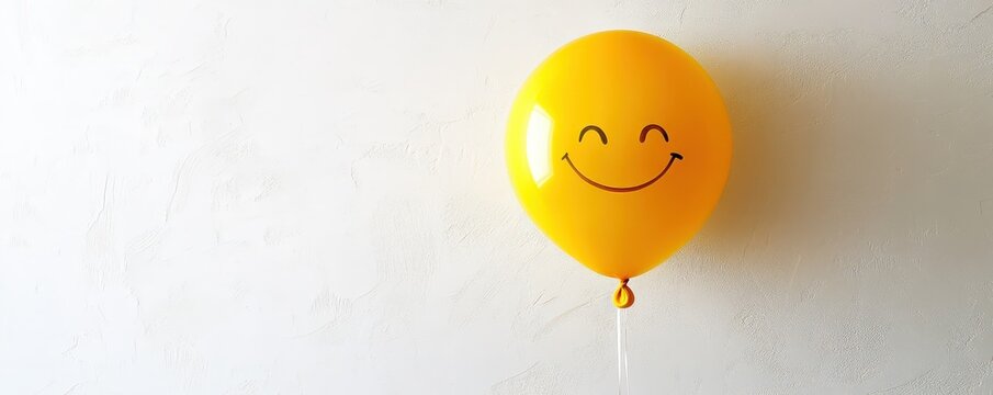 Bright yellow balloon on white background
