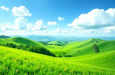 Obraz premium Green fields and hills background