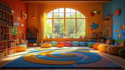 Playroom for Children School Preschool Education Fun Colorful Classroom Design